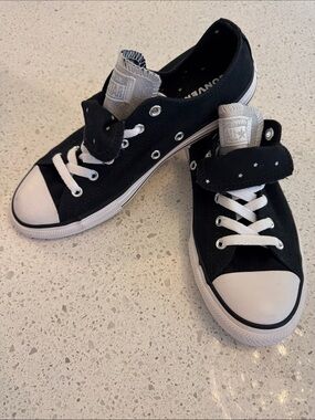 Converse All Star Black Canvas  Sneakers with White Accents